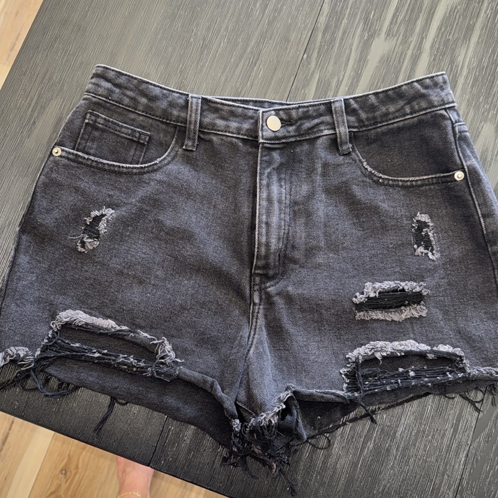 PrettyLittleThing Black Jean Shorts